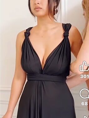 Unbranded Convertible Multi-Way Maxi Dress Womens OS Black Good Infinity Wrap